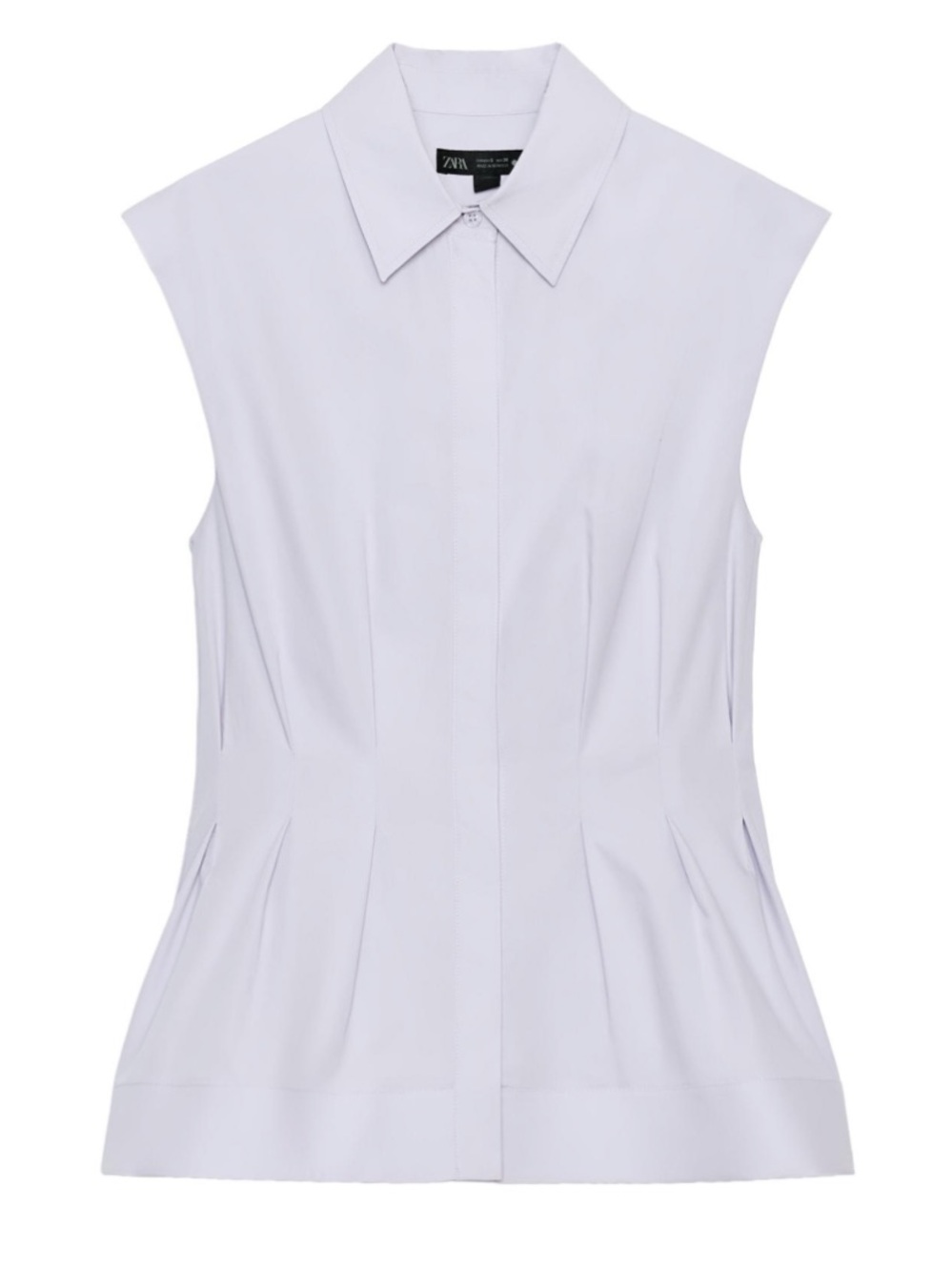 ZARA Pleated Sleeveless Button-Down Shirt in Lavender Size Small